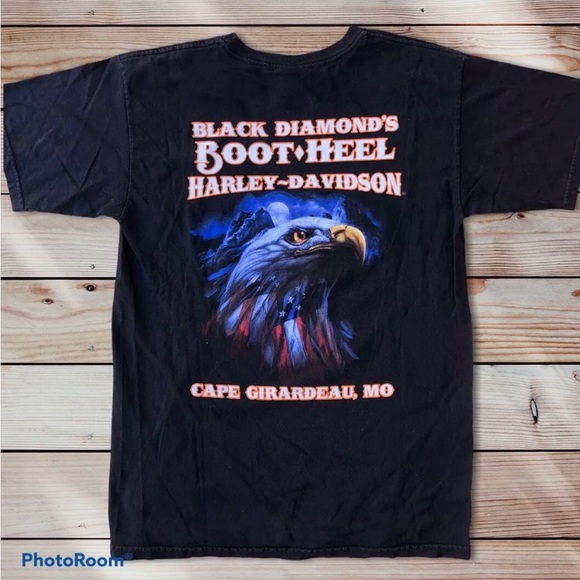 Vintage Y2K Harley Davidson Boot Heel Double Sided Shirt Sz M EUC - Picture 1 of 4